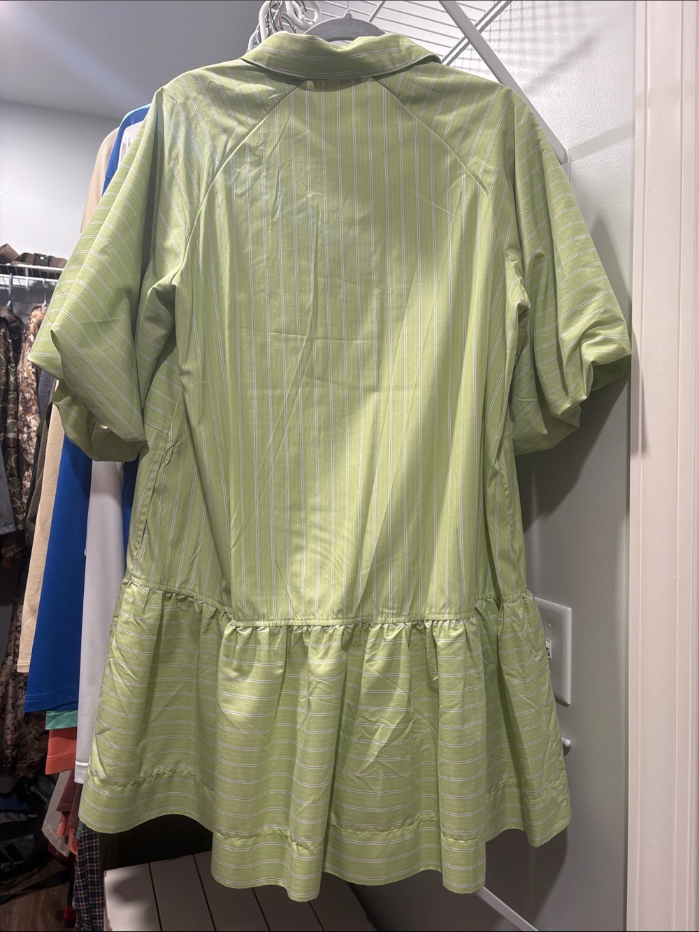 NWT! Karlie Lime Green Striped Pocket Dress - Picture 3 of 4
